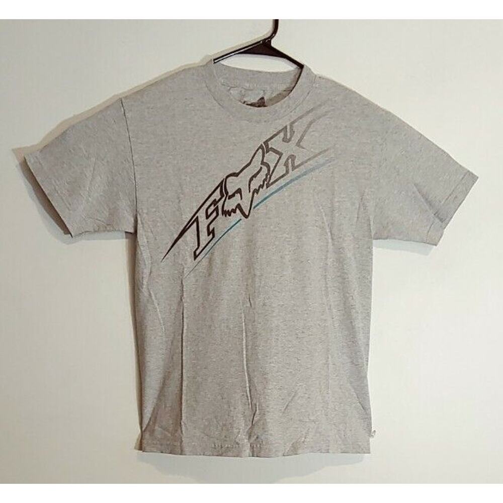 FOX RACING MENS LOGO T SHIRT GRAY SIZE MEDIUM